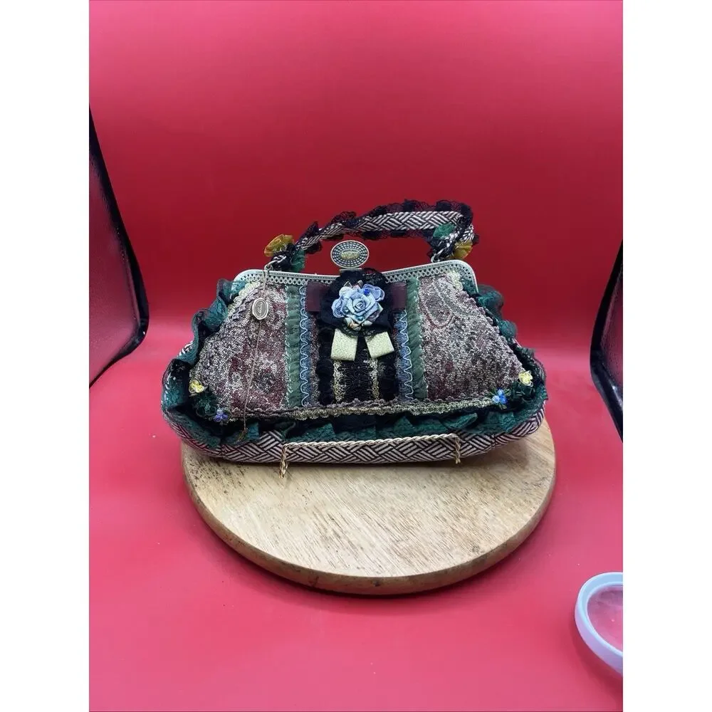 Malina Evening Victorian Bag Steam Punk Convertible Chain Lace Tapestry Purse